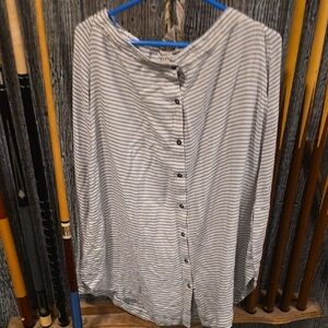 Merona Dark Grey and White Striped Midi Skirt